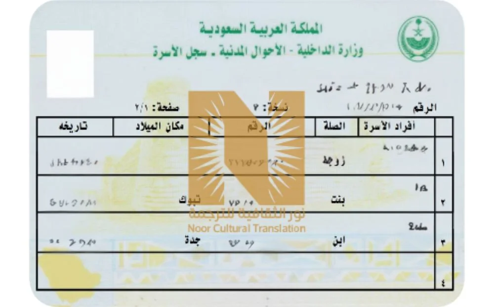 ترجمة سجل الأسرة ترجمة سجل الأسرة